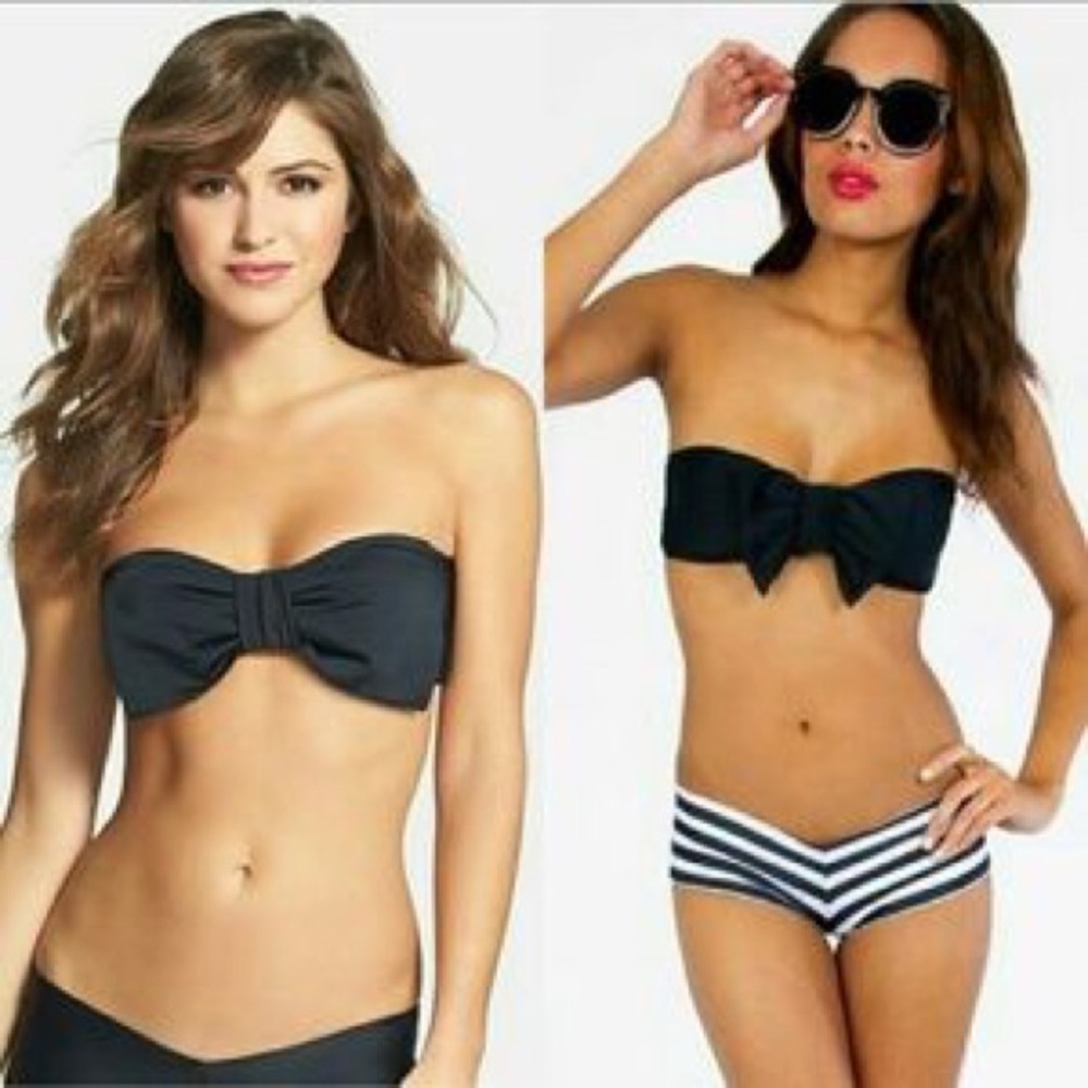 Lolli Black Bandeau Bikini Top with Bow Accent